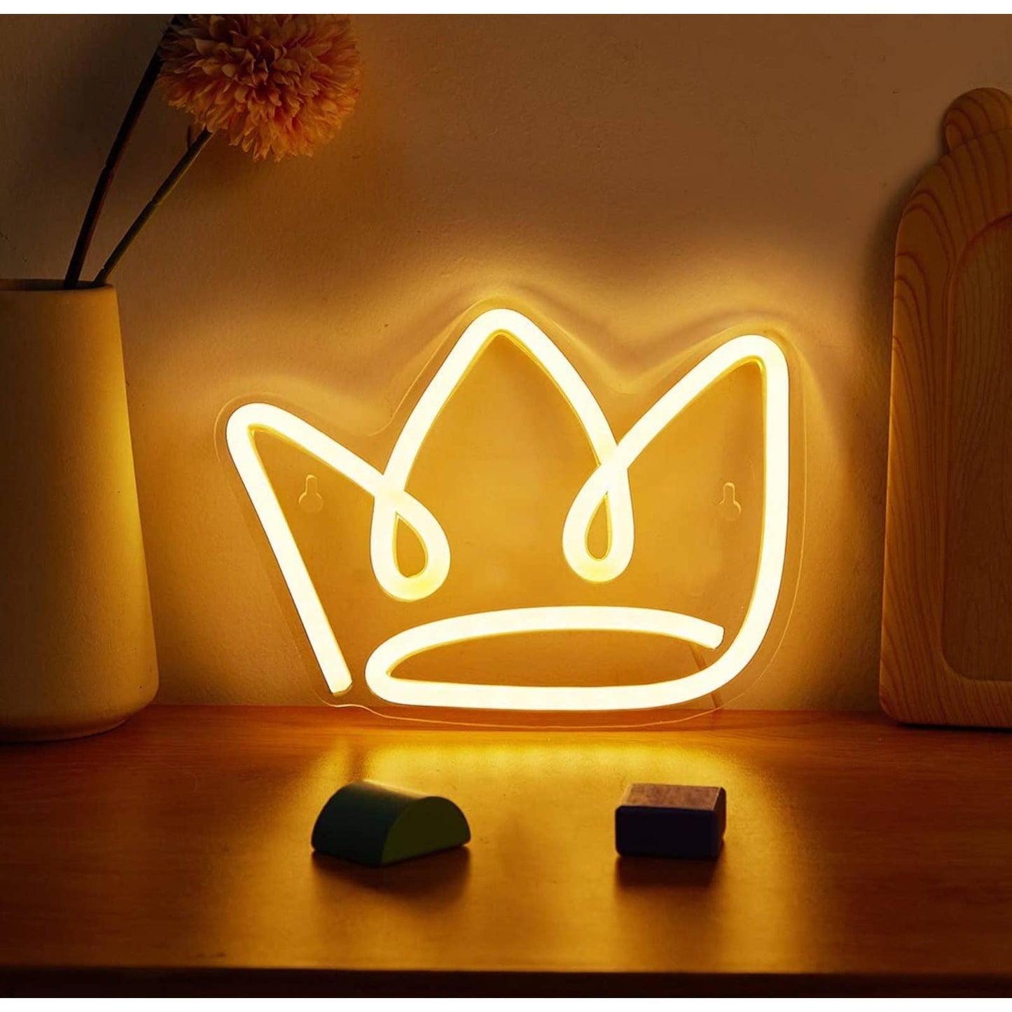Lovely Warm Bright Yellow Crown LED Night Light Room Wall Decoration
