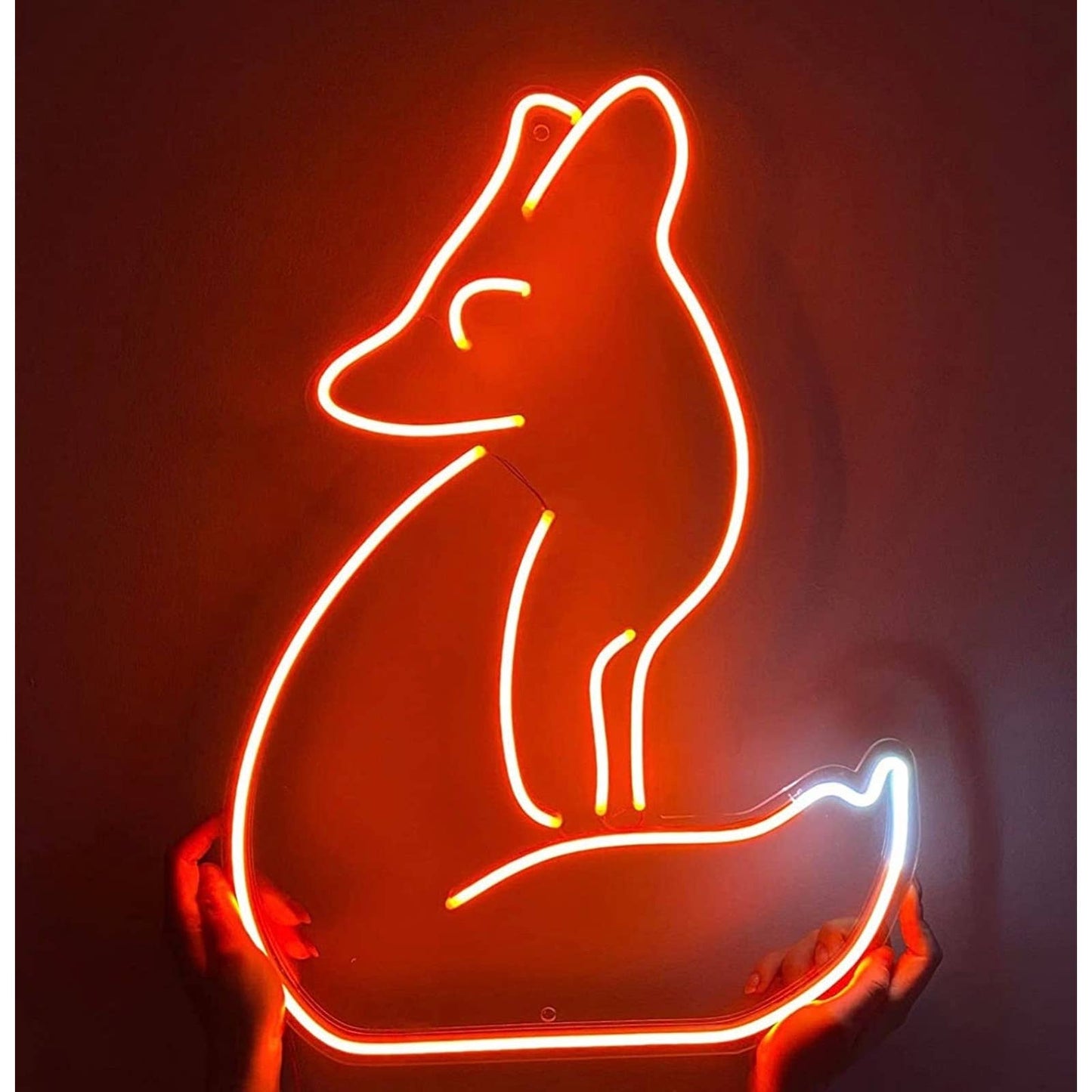Cool Bright Orange Fox LED Night Light Room Wall Art Decoration