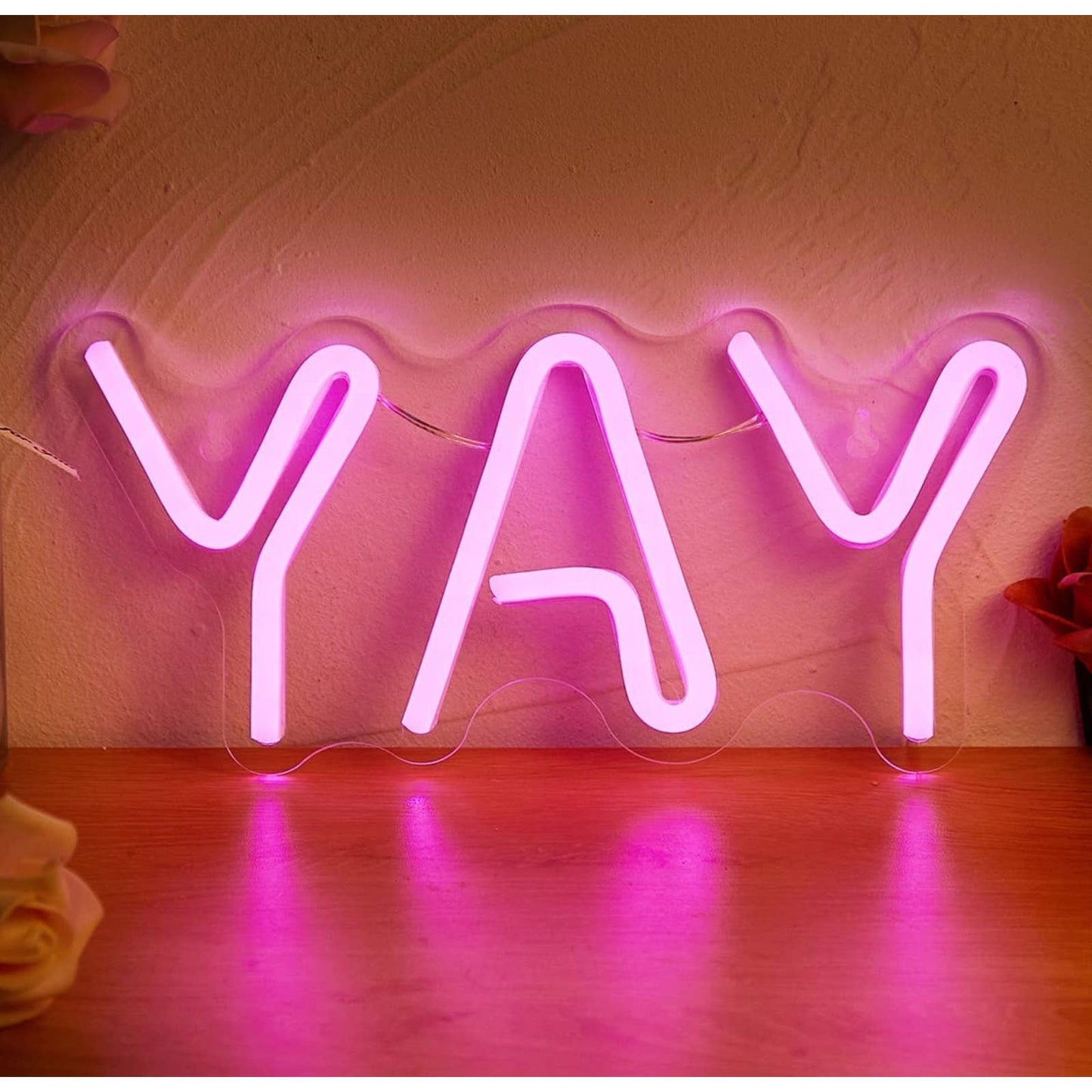 Adorable Bright Pink “Yay” LED Night Light Room Wall Decoration