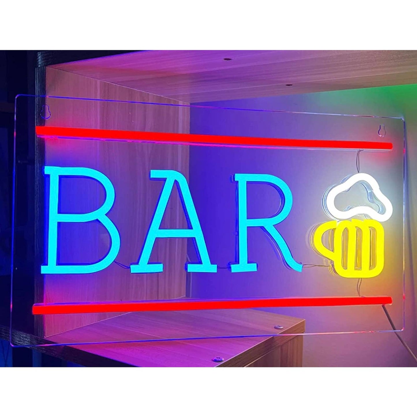 Vivid Bright Red Line Beer Bar LED Night Light Party Room Wall Decoration