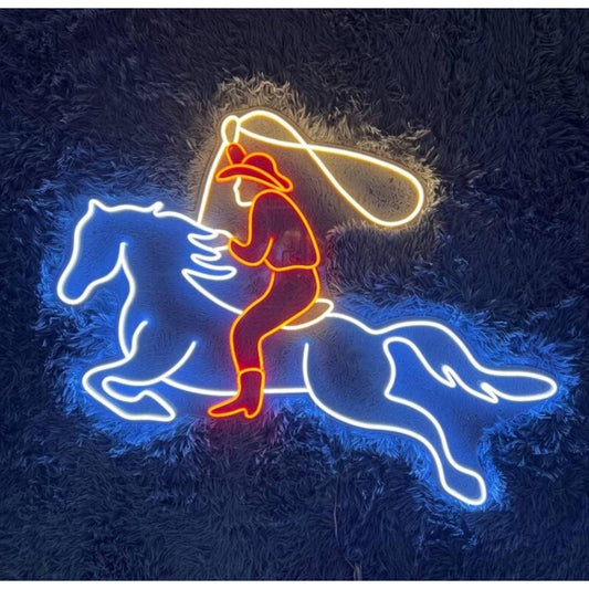 Fun Bright Colorful Man Riding a Horse LED Night Light Room Wall Decoration