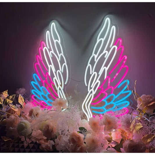 Gigantic Vivid Bright Colorful Angel Wings LED Night Light Room Wall Decoration