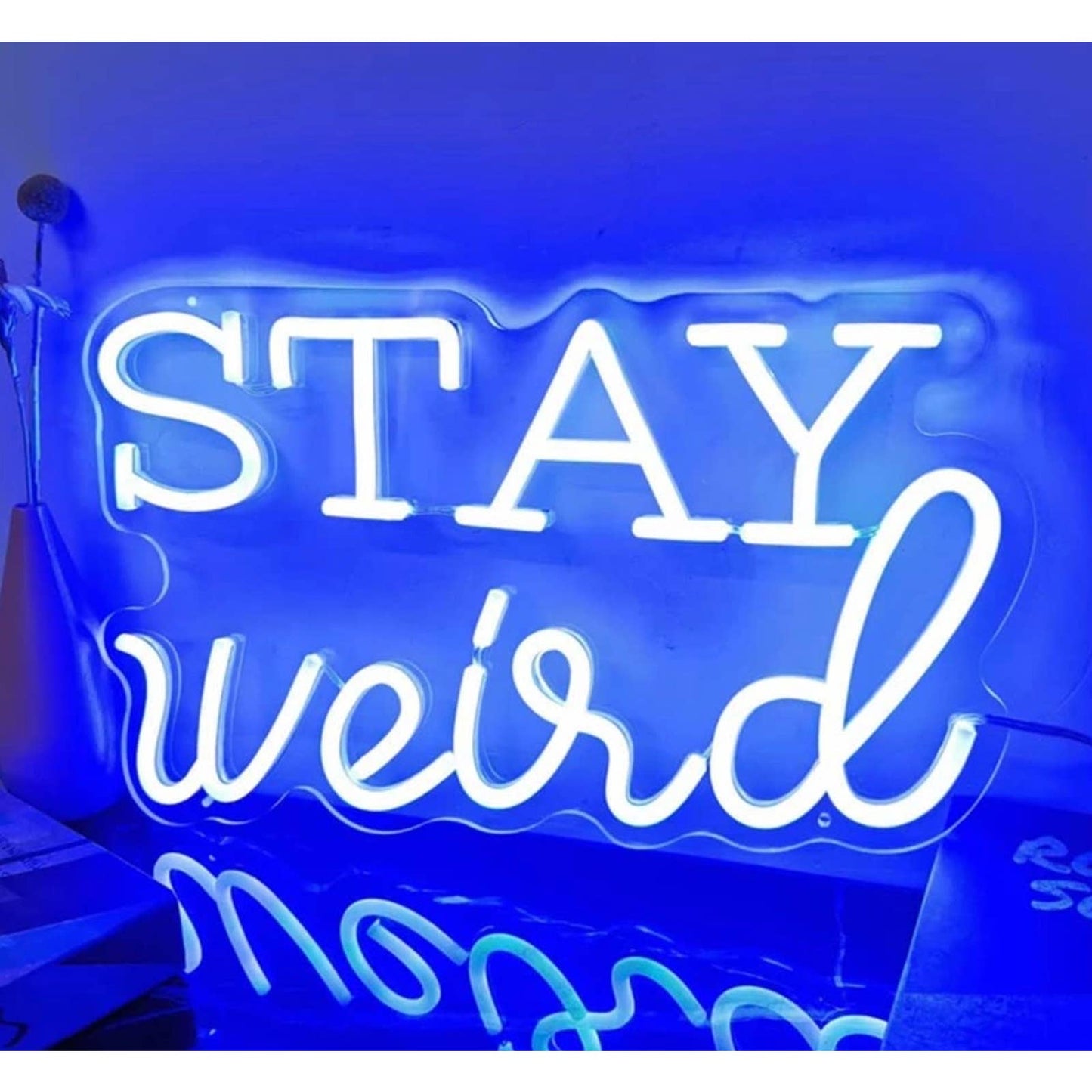 Fun Bright Blue “Stay Weird” LED Night Light Room Wall Decoration