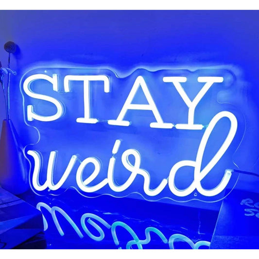 Fun Bright Blue “Stay Weird” LED Night Light Room Wall Decoration
