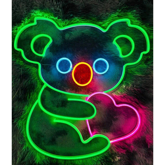 Lovely Bright Green Koala Bear Love Heart LED Night Light Australian Decor