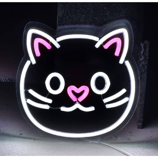 Adorable Round Kitty Cat Heart Nose Face LED Night Light Room Wall Decoration