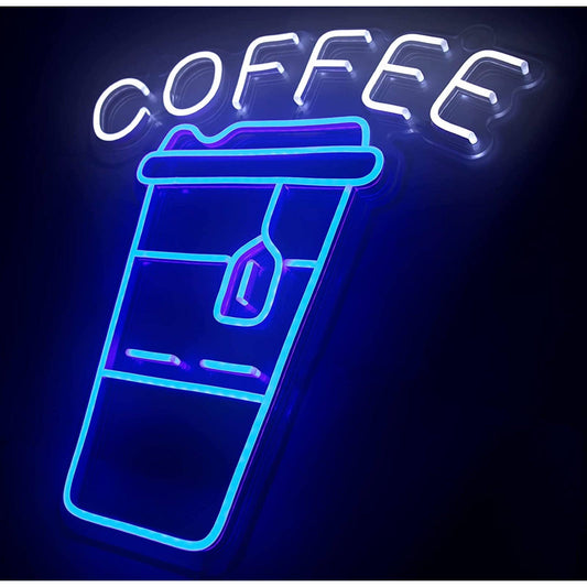 Lovely Bright Blue Coffee Cup LED Night Light Cafe Shop Wall Decoration