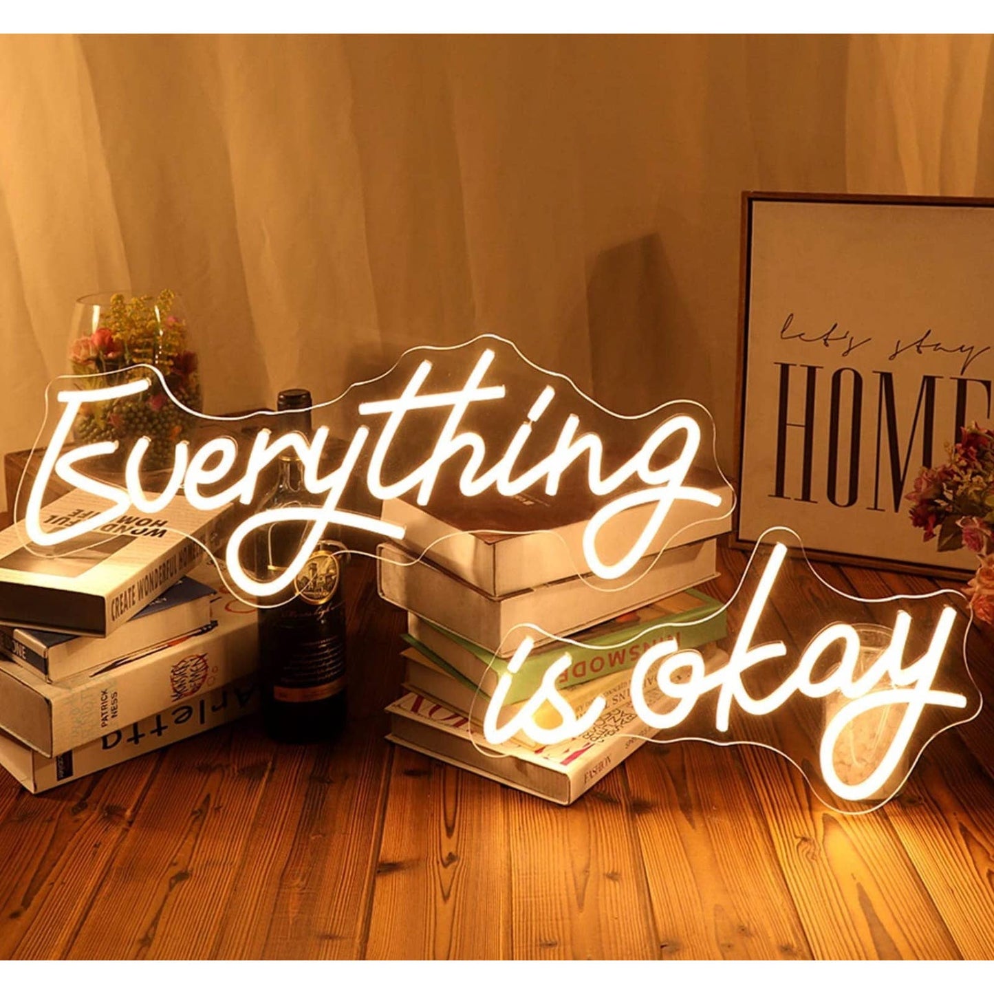 Comforting Bright “Everything is Okay” LED Night Light Room Wall Decoration