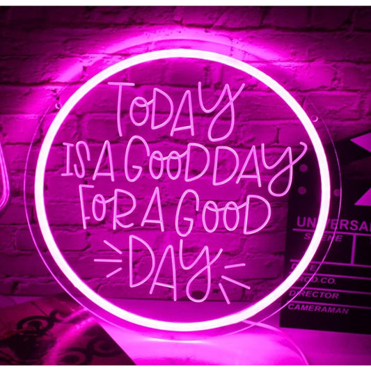 Lovely Pink “Today is a Good Day for a Good Day” LED Night Light Room Decor