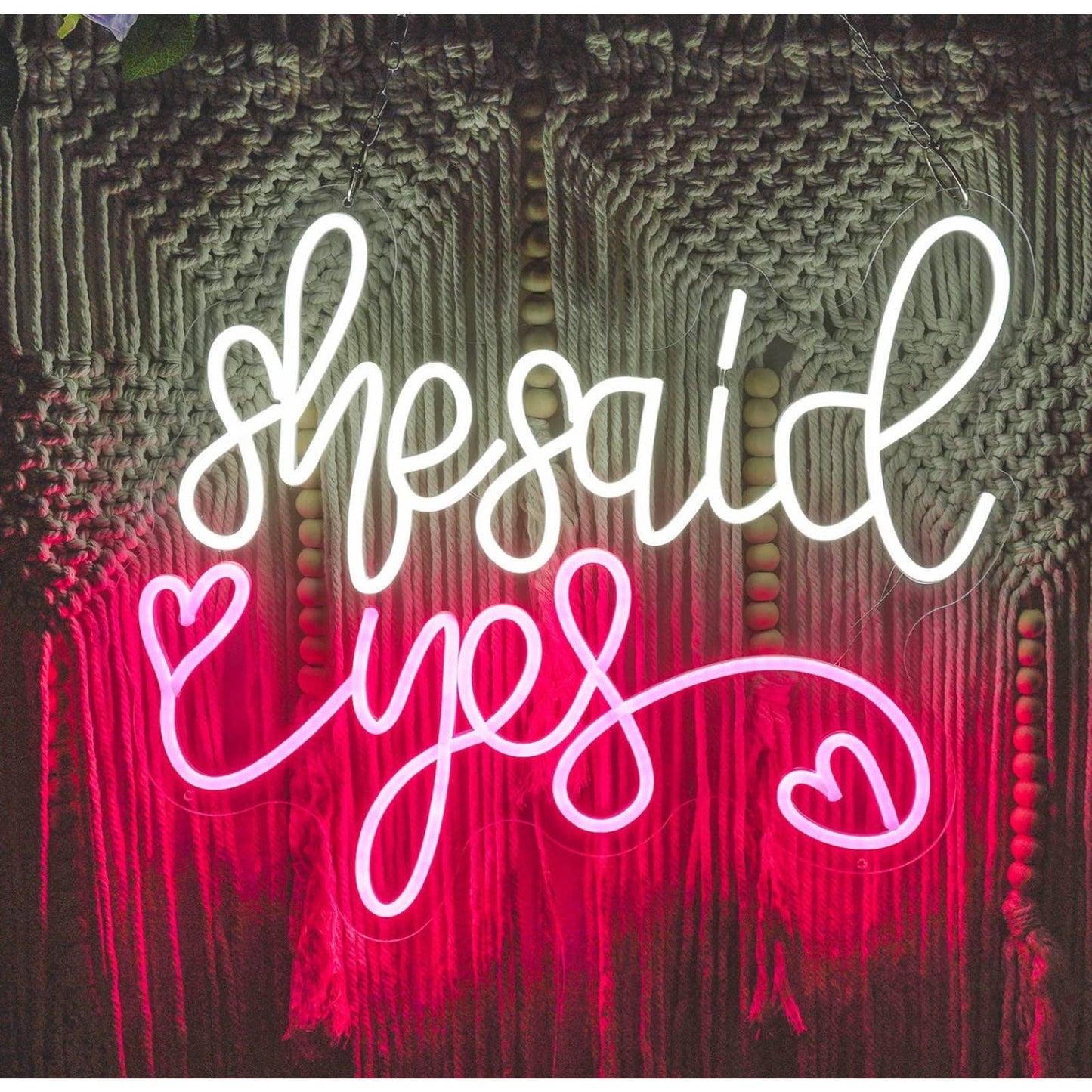 Lovely Large Bright “She Said Yes” Hearts LED Light Wedding Marriage Celebration