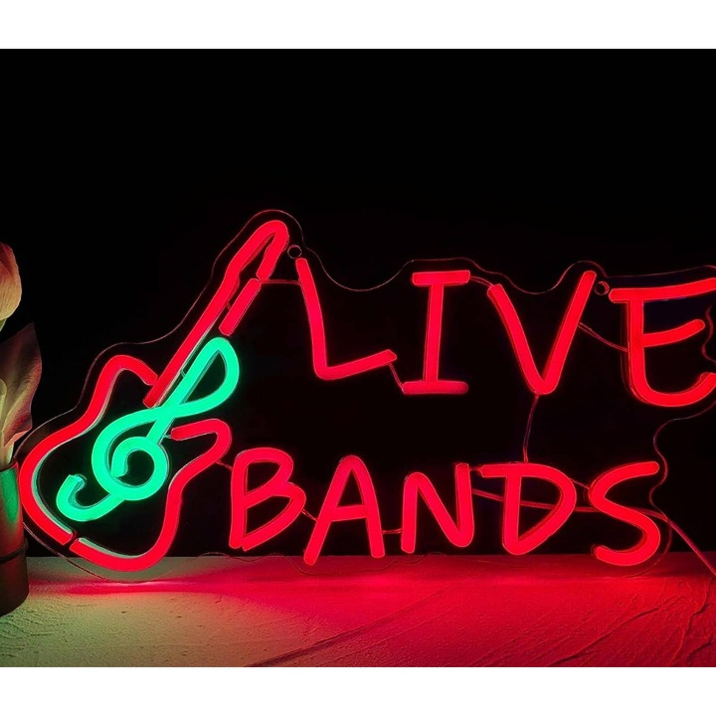 Fun Bright Red Live Band Electric Guitar LED Night Light Music Concert Rock Deco