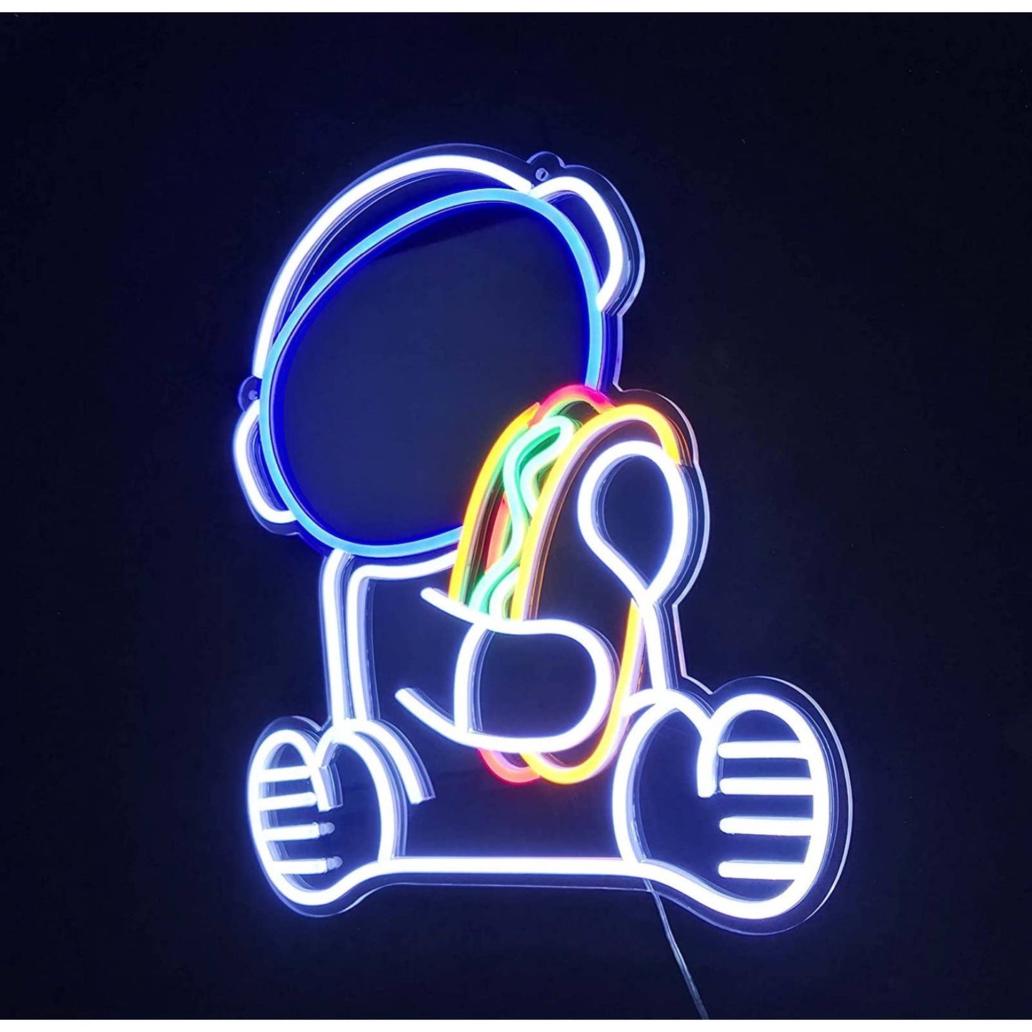 Fun Bright Cute Baby Astronaut Eating Hotdog LED Night Light Wall Decor