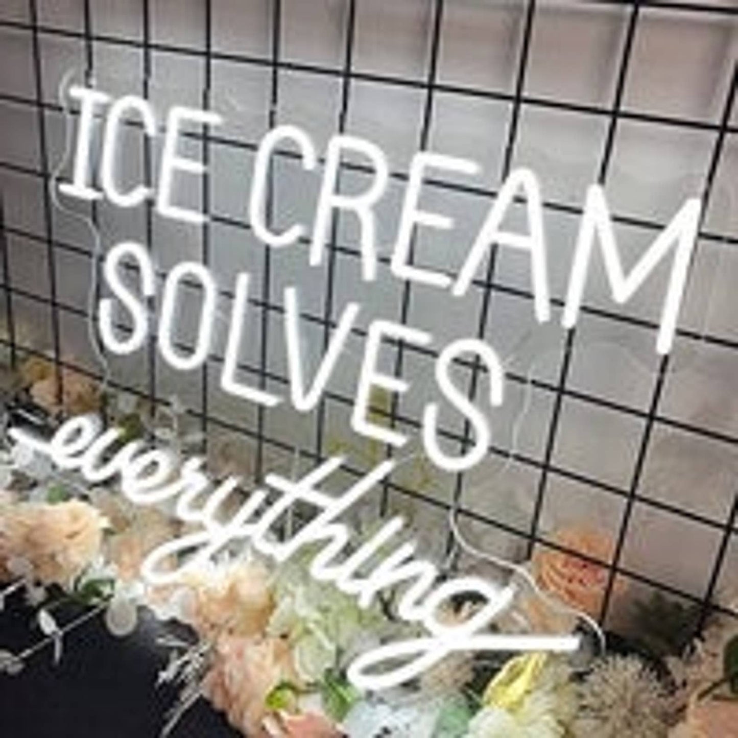 Fun Vivid Bright “Ice Cream Solves Everything” LED Night Light Room Wall Decorat