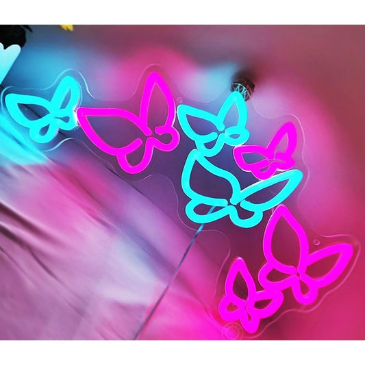 Lovely Bright Pink/Blue Butterfly Kaleidoscope LED Night Light Wall Decoration