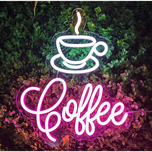 Lovely Bright Pink Coffee Espresso LED Night Light Room Wall Decoration