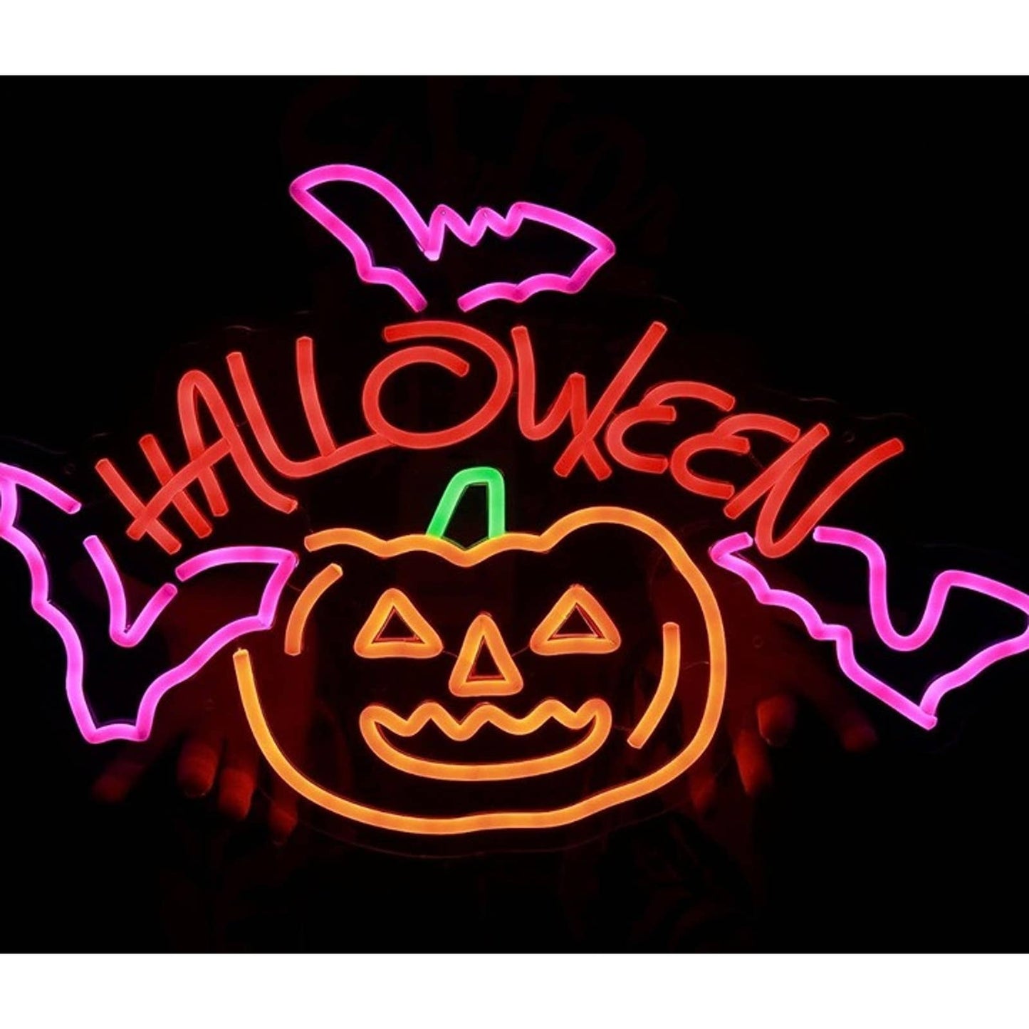 Spooky Fun Vivid Bright Halloween Pumpkin & Bat LED Night Light Decoration