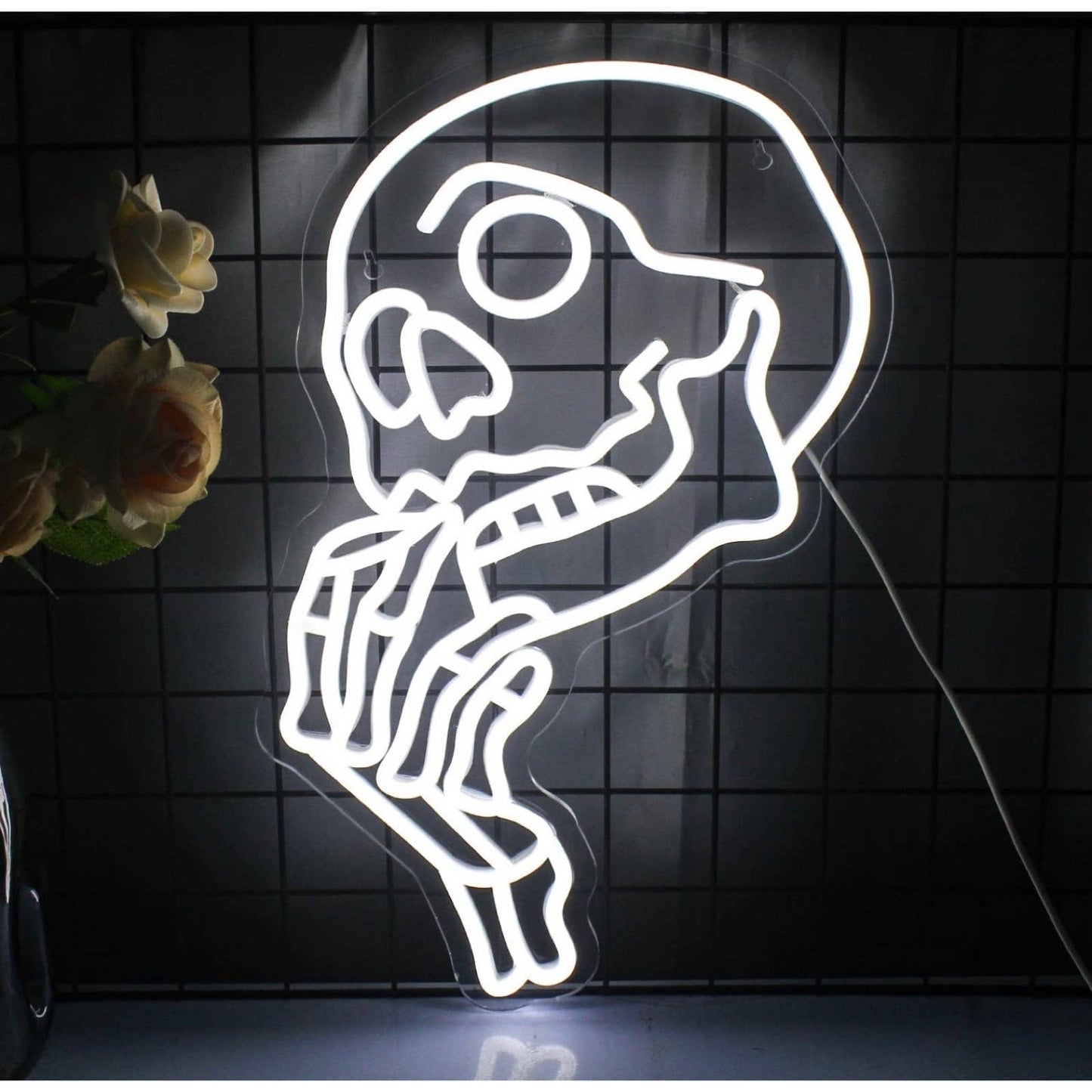 Spooking Bright Thinking Skull Skeleton LED Night Light Halloween Room Wall Deco