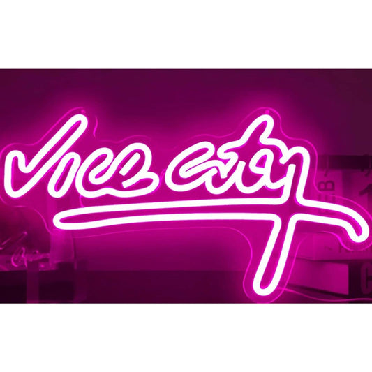 Vivid Bright Hot Pink Vice City LED Night Light Game Room Decor