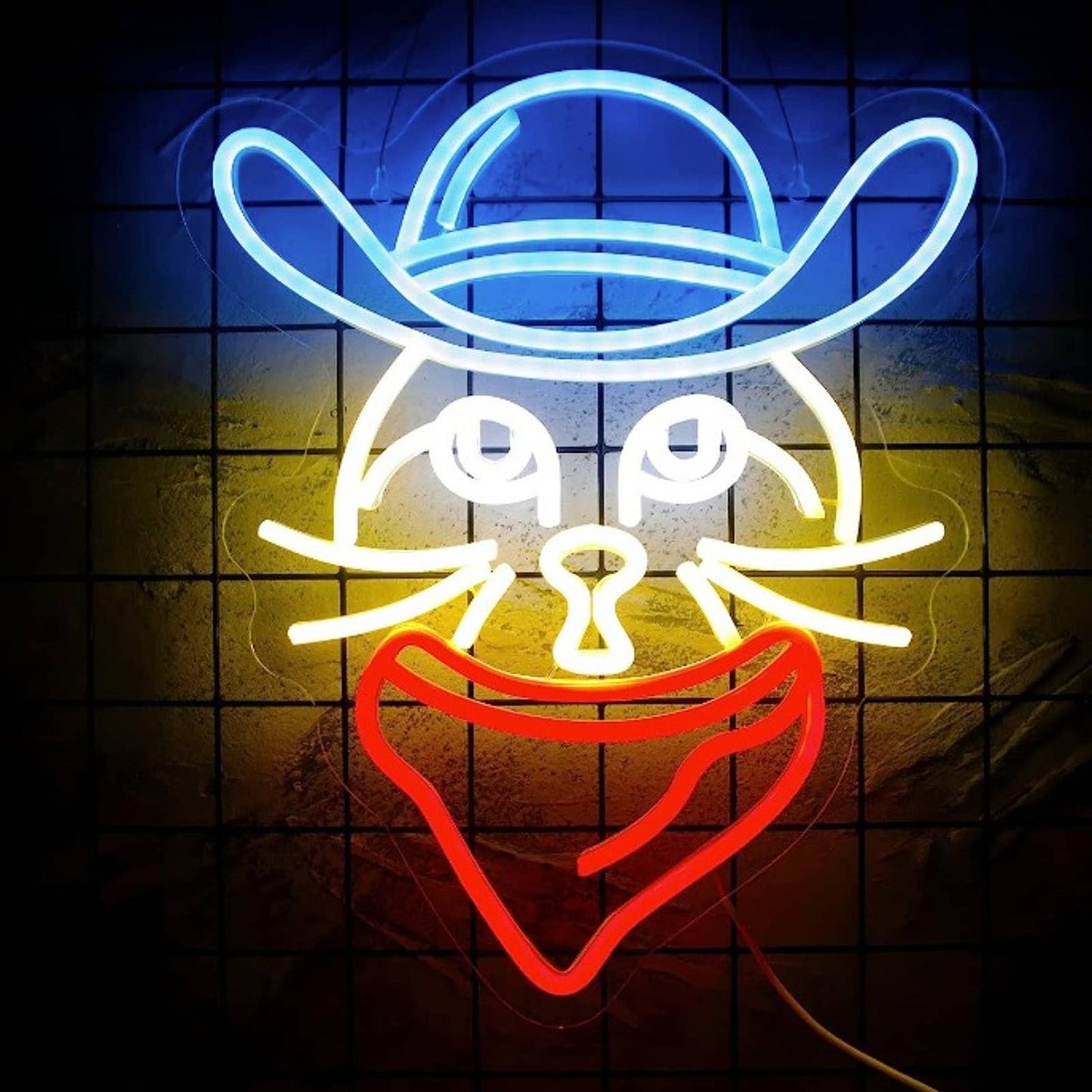 Super Fun Bright Cowboy Kitty Cat w/ Hat & Red Bandana LED Night Light Decor