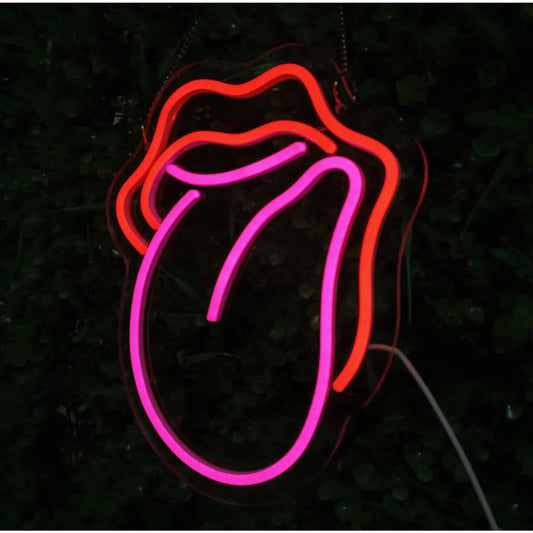 Fun Bright Pink / Red Lips and Tongue LED Night Light Room Wall Decoration