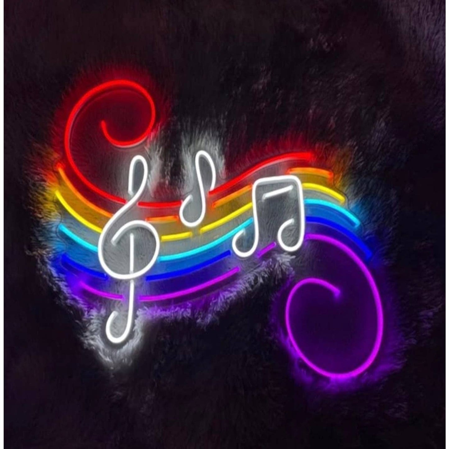 Lovely Bright Rainbow Musical Note LED Night Light Music Room Wall Art Decoratio