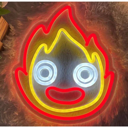Cute Bright Happy Fireball LED Night Light Room Wall Decoration
