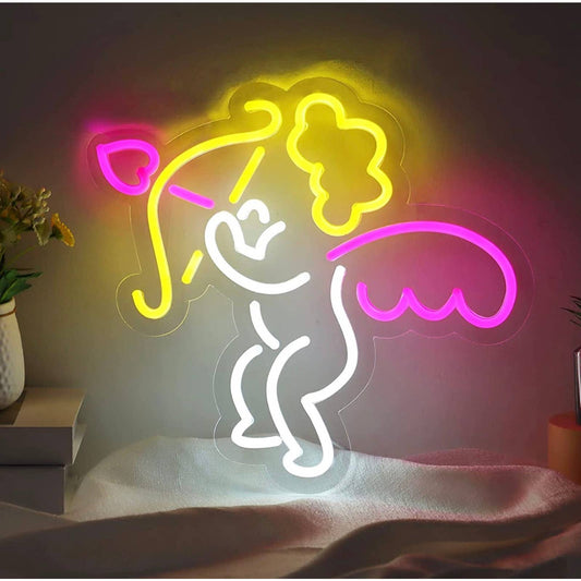 Fun Bright Cupid Love Bow & Arrow Angel LED Night Light Room Wall Decor