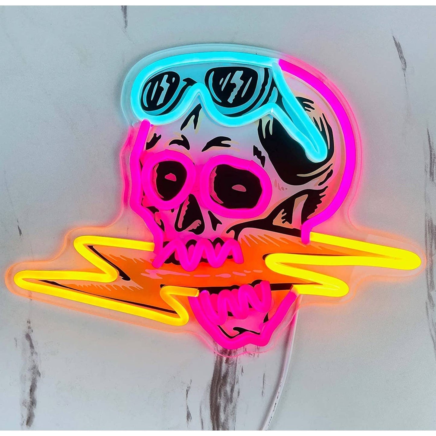 Fun Bright Pink Skull Lighting Sunglasses LED Night Light Room Wall Decoraton