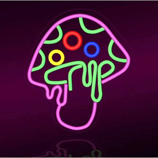 Vivid Fun Bright Pink Spotted Rainbow Mushroom LED Night Light Room Wall Decorat