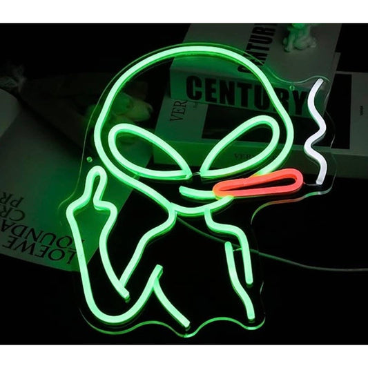 Funny Bright Bad Smoking Alien LED Night Light Room Wall UFO Decoration