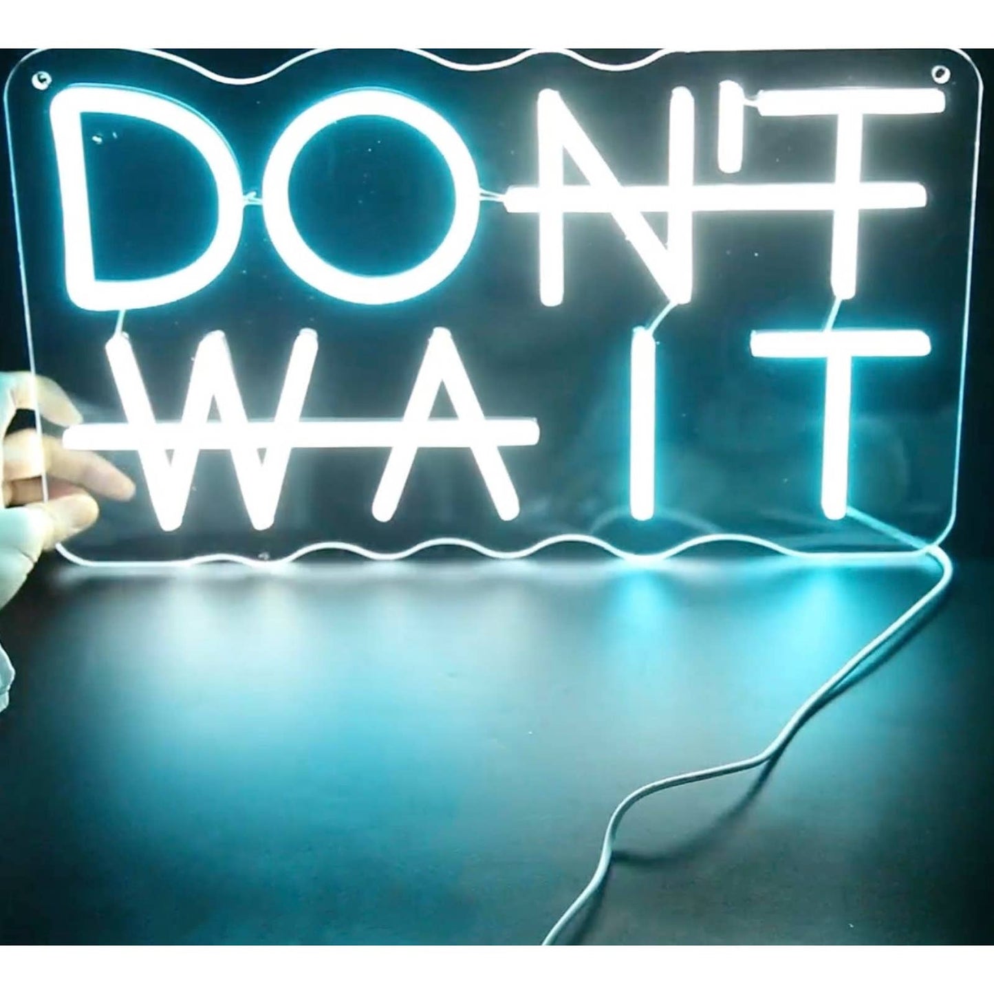Bright Blue Motivation “Don’t Wait / Do It” LED Night Light Empower Sign Room Wa