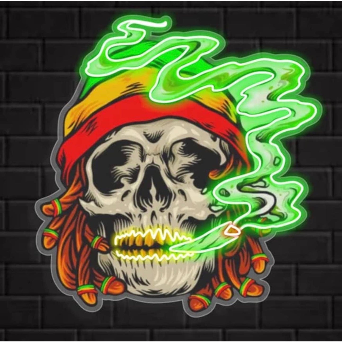 Fun Bright Jamaican High Skull Plant LED Night Light Room Wall Decoration