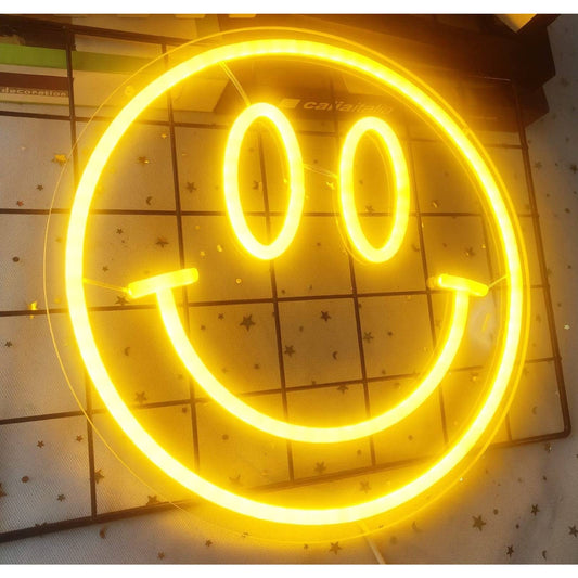 Lovely Fun Bright Yellow Happy Smiley Face LED Night Light Room Wall Decor