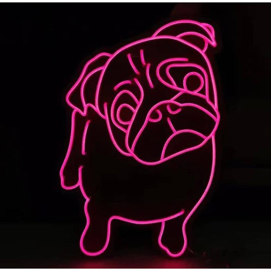 Adorable Bright Pink Pug Puppy Dog LED Night Light Room Wall Decor