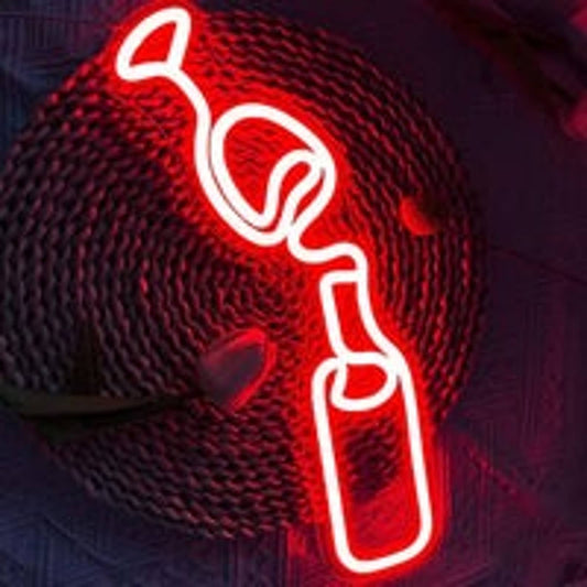 Lovely Vivid Bright Red Wine & Bottle LED Night Light Room Wall Decoration