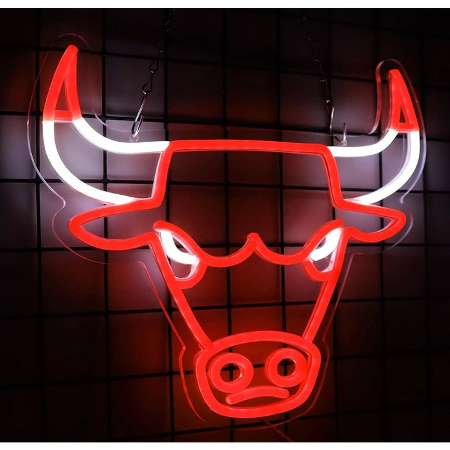 Bright Red Chicago Bull LED Night Light Basketball NBA Game Room Decor