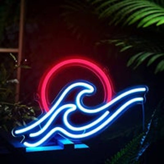 Fun Bright Double Wave Red Sunrise LED Night Light Tropical Room Decoration