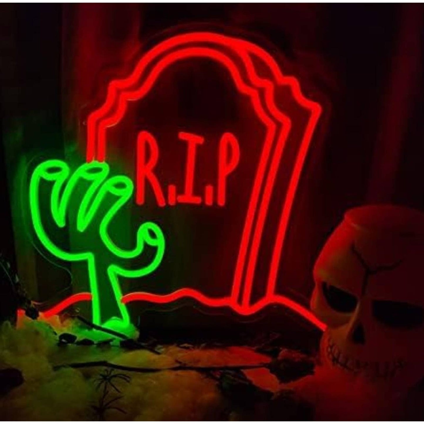 Spooky Vivid Bright Blue Zombie Hand Grave Yard LED Light Halloween
