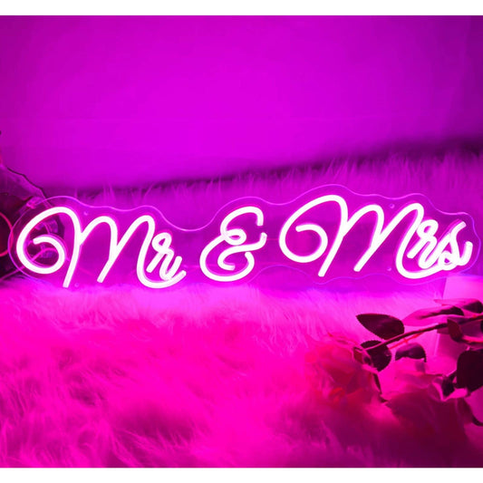 Lovely Bright Vivid Pink Mr. & Mrs. LED Light Wedding Celebration Decoration