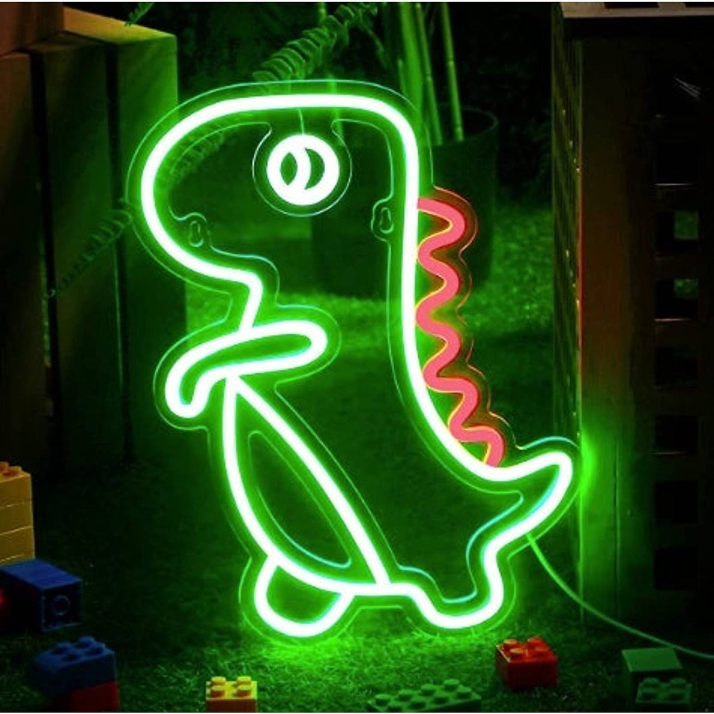 Cute Bright Green Baby Dinosaur LED Night Light Room Wall Decoration