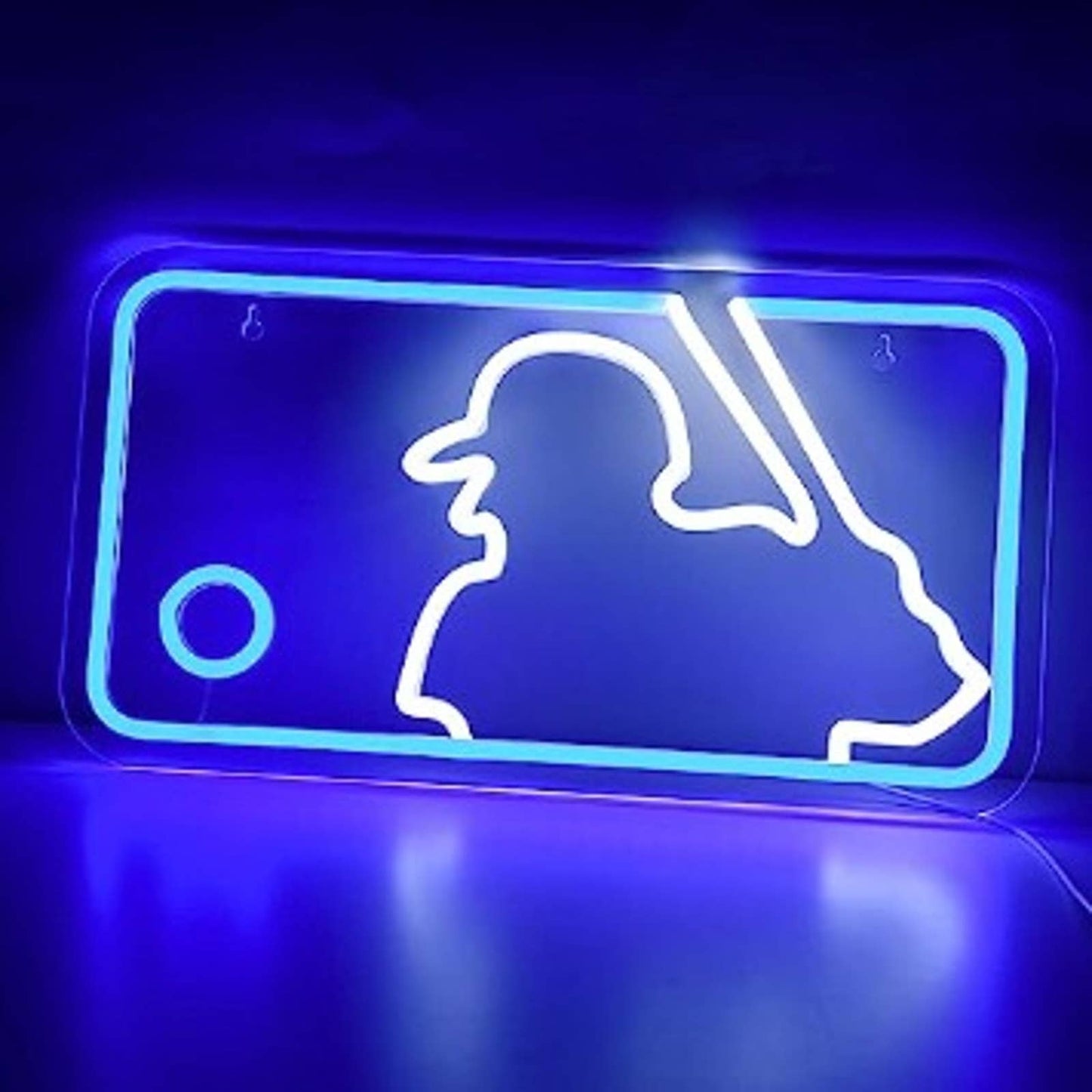Vivid Bright Blue Major League Baseball Logo LED Night Light MLB Sports Decor