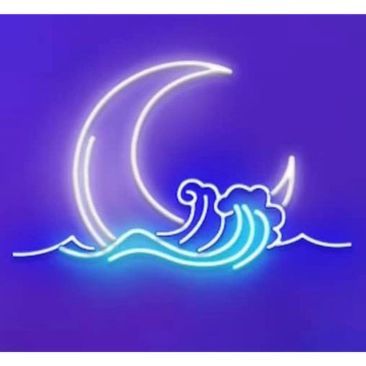 Lovely Bright Double Blue Wave Crescent Moon LED Night Room Wall Decoration