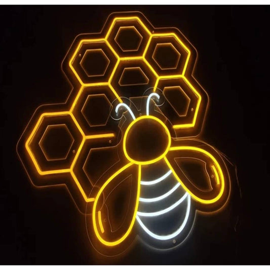 Lovely Bright Yellow Bumble Bee Honeycomb LED Night Light Room Wall Decoration