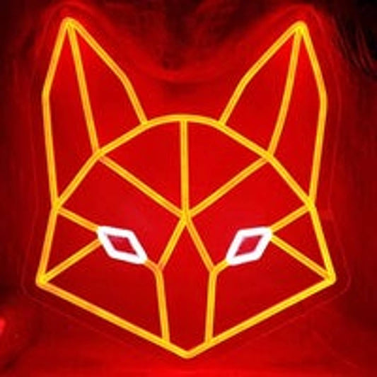 Fun Bright Orange Geometric Fox LED Night Light Room Wall Decoration