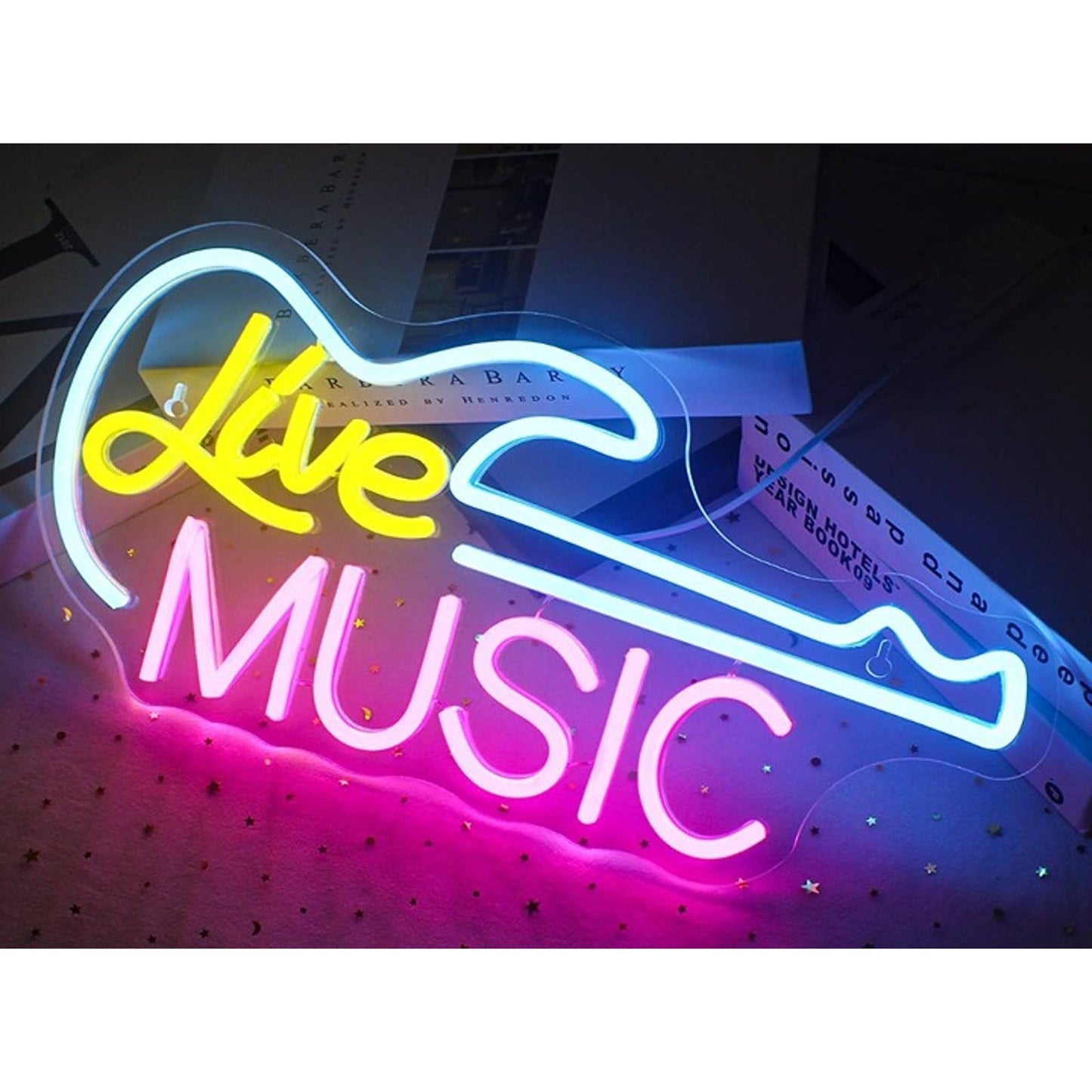 Fun Vivid Bright Pink/Blue/Yellow Live Music LED Night Light Concert Wall Decor