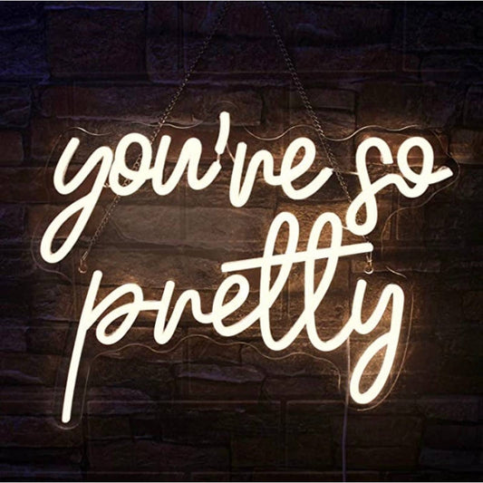 Lovely Bright White “You’re So Pretty” LED Night Light Room Wall Decoration