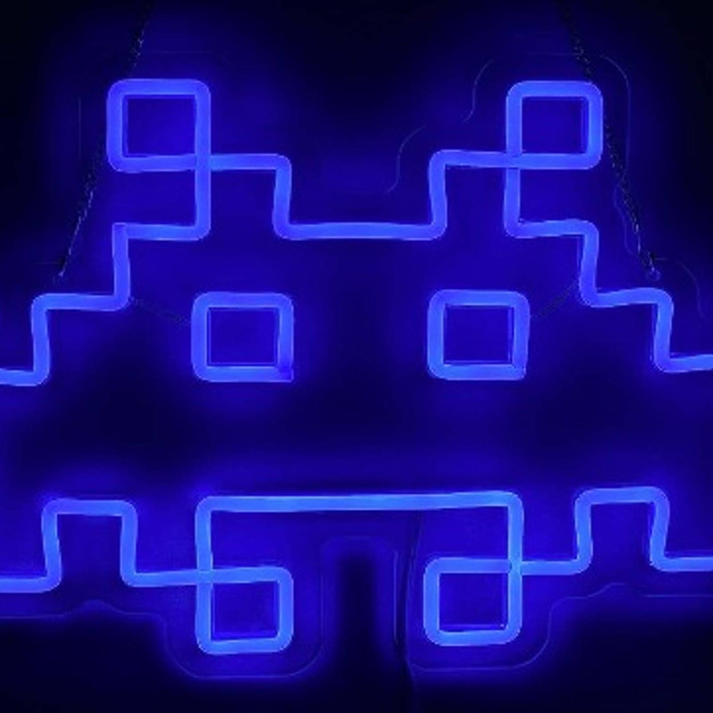 Fun Vivid Bright Blue Space Invaders Arcade Game LED Night Light Wall Decor