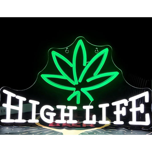 Vivid Bright Green White High Life Plant LED Light Room Wall Decoration