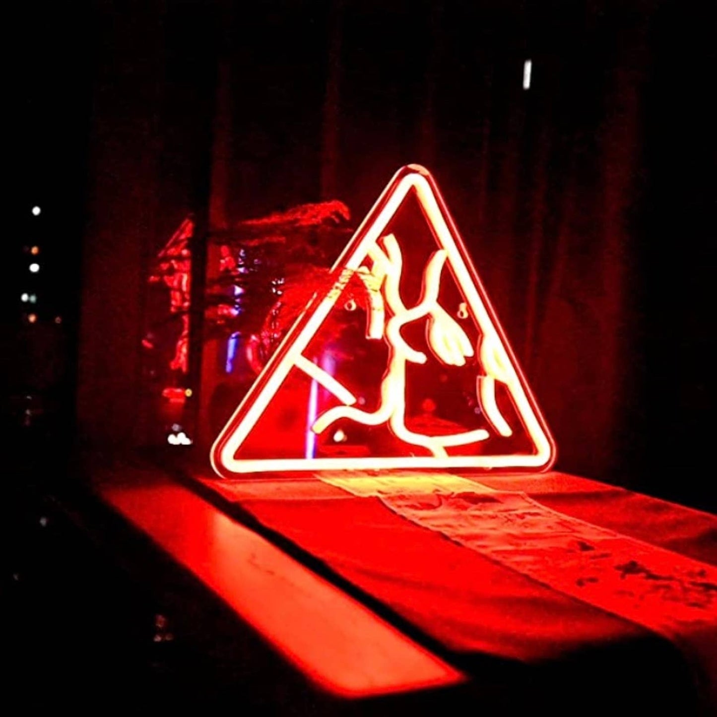 Romantic Bright Orange Kiss in Triangle LED Night Light Room Wall Art Decor