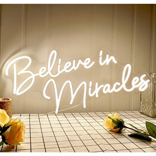 Lovely Bright White “Believe in Miracles” LED Night Light Room Wall Decoration